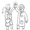 Illustration: Eine Ärztin und ein Arzt geben sich ein High Five.